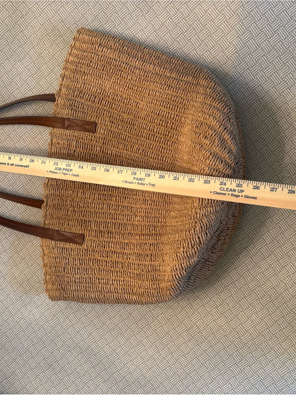 J. Crew Straw Market Tote with Brown Leather Handles NWOT - Picture 5 of 11